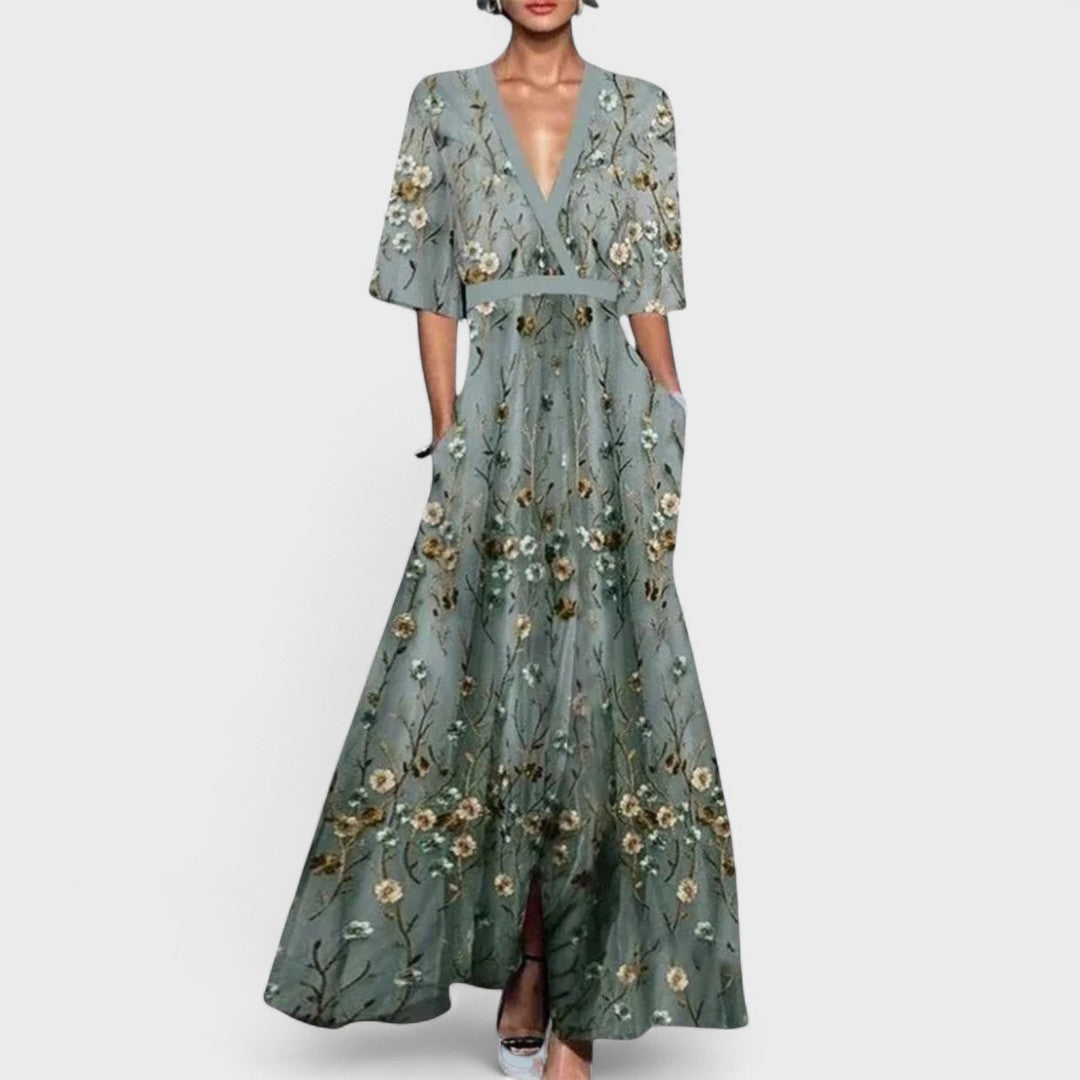 Iris - Elegant Floral Maxi Dress