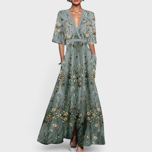 Iris - Elegant Floral Maxi Dress