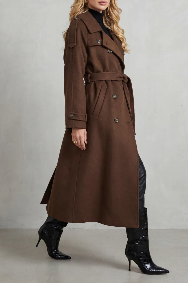 Maria – Oversize’owy wełniany płaszcz trench