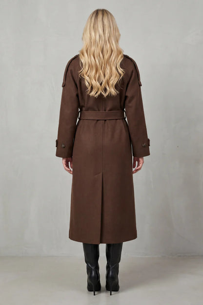 Maria – Oversize’owy wełniany płaszcz trench