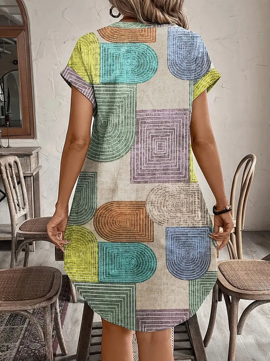 Khloe - Geometric Button Dress