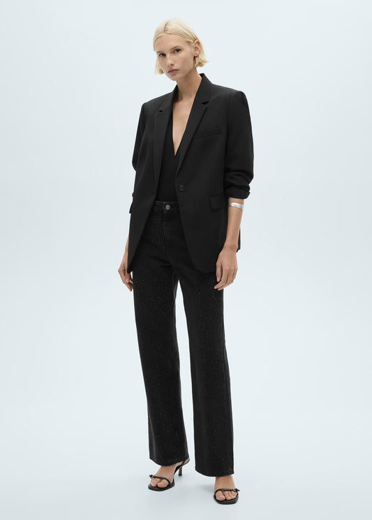 Straight-fit jeans with rhinestone detail