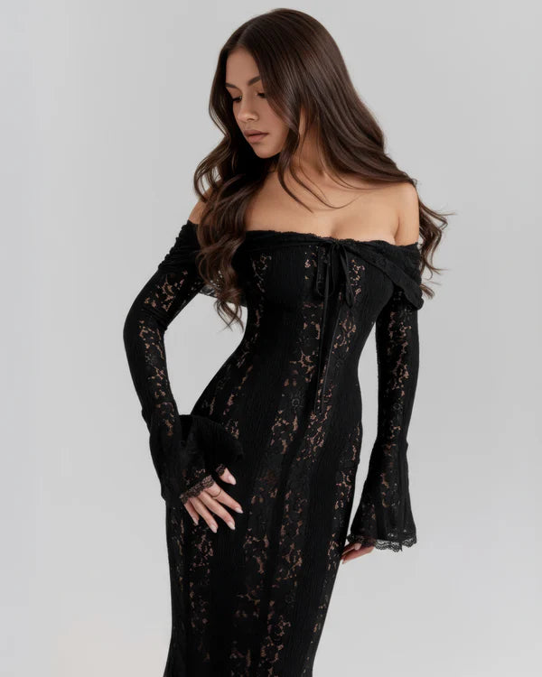 Alessandra Black Lace Maxi Dress