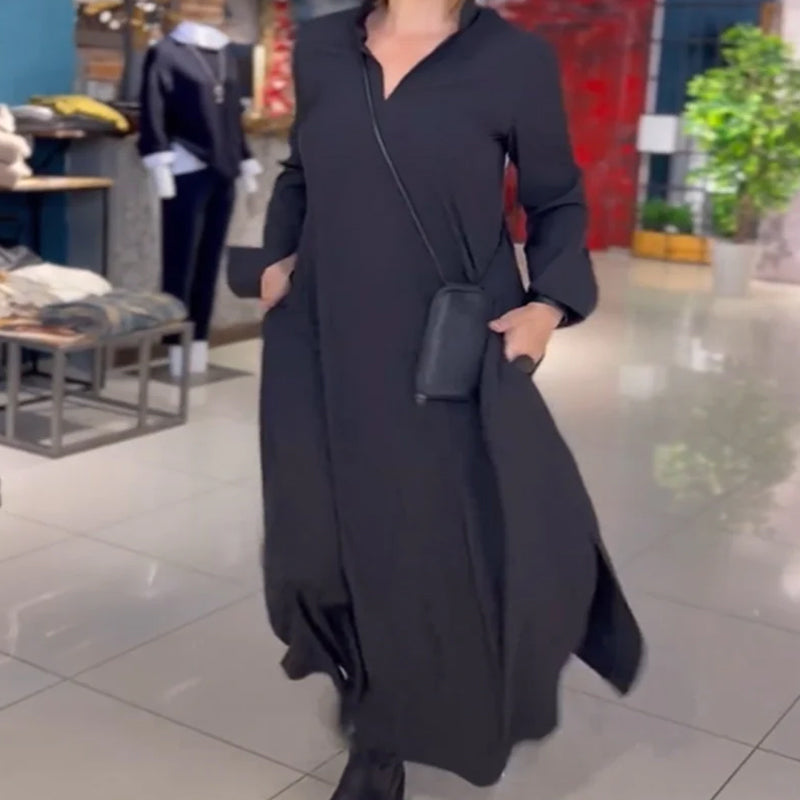 Tamira | Side Slit Lapel Loose Long Dress