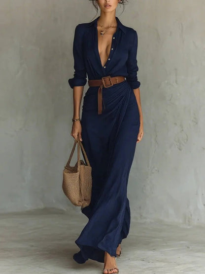 Thames Tailor | Lapel-Wrap Maxi Dress