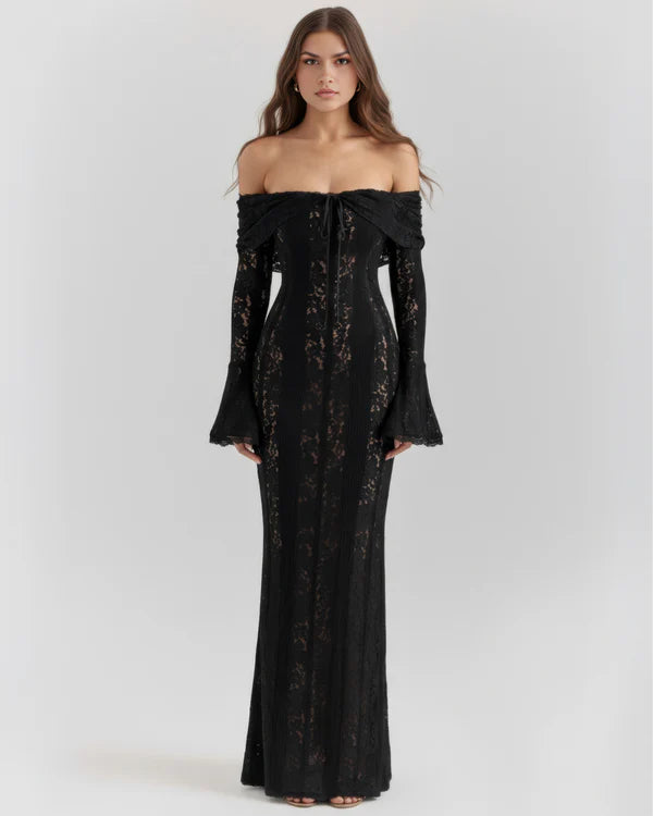 Alessandra Black Lace Maxi Dress