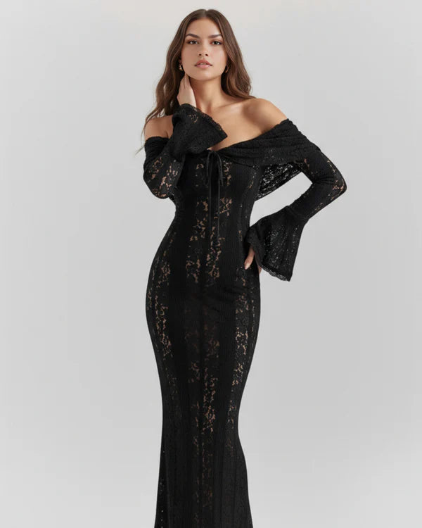 Alessandra Black Lace Maxi Dress