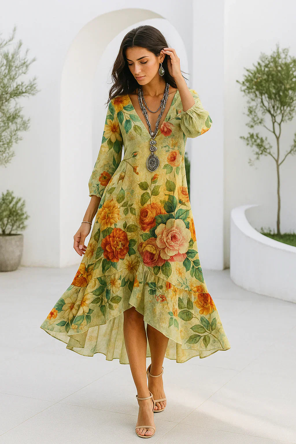 Home | Lightweight Bohemian Floral Maxi Dress