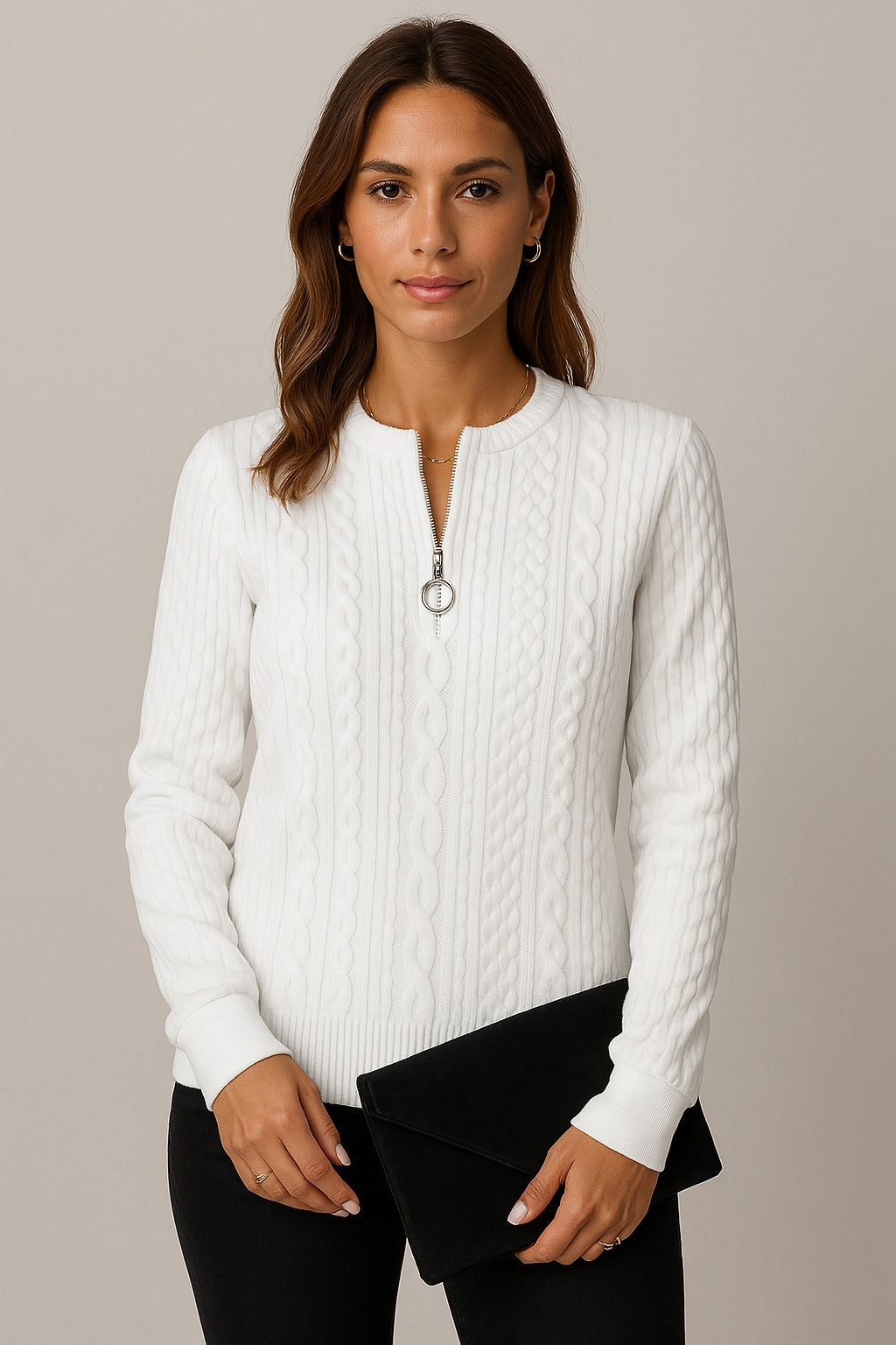 Sophie | Elegant knitted jumper with zip
