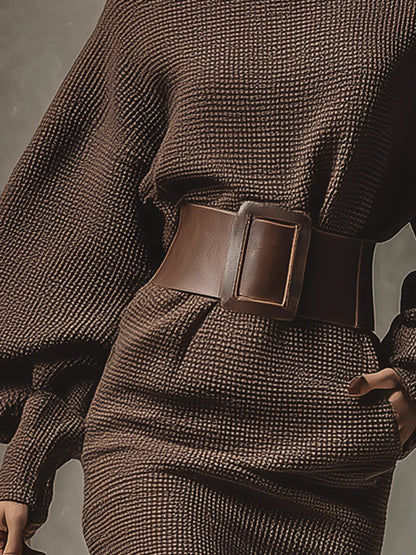 Ciemnobrązowa mini sukienka