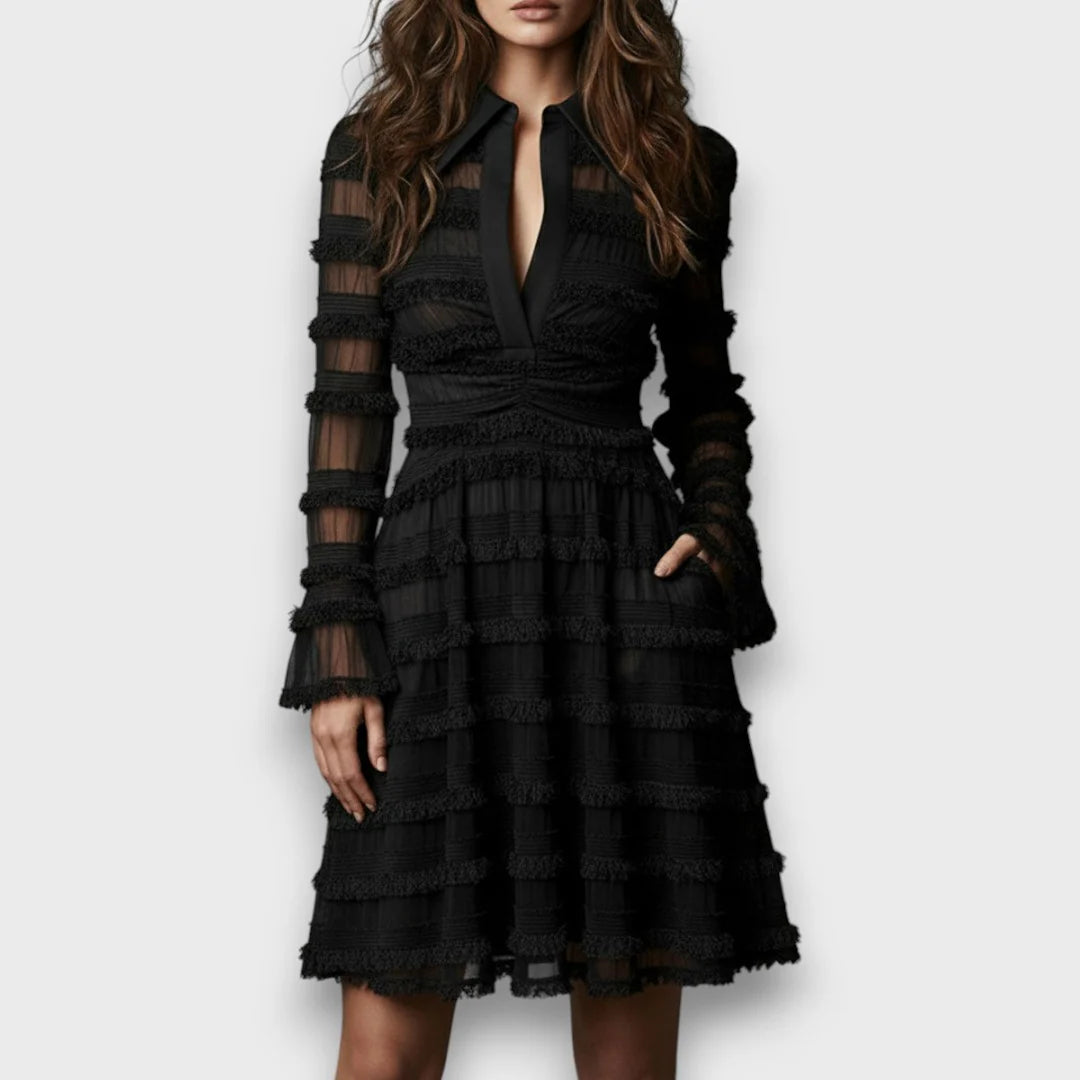 Parisa – Przezroczysta midi sukienka z frędzlami