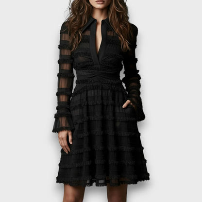 Parisa – Przezroczysta midi sukienka z frędzlami