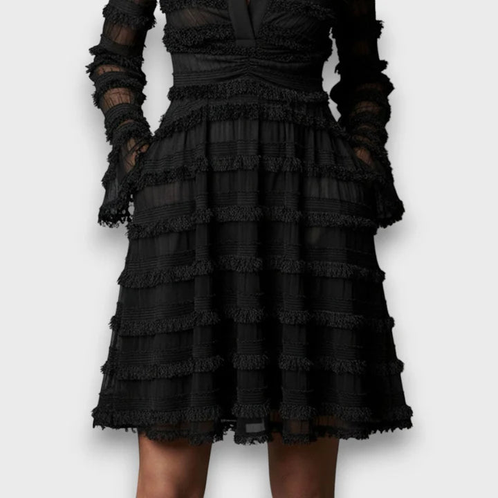 Parisa – Przezroczysta midi sukienka z frędzlami