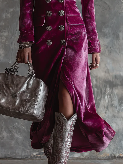 Vera | Welurowa Sukienka Blazer Maxi