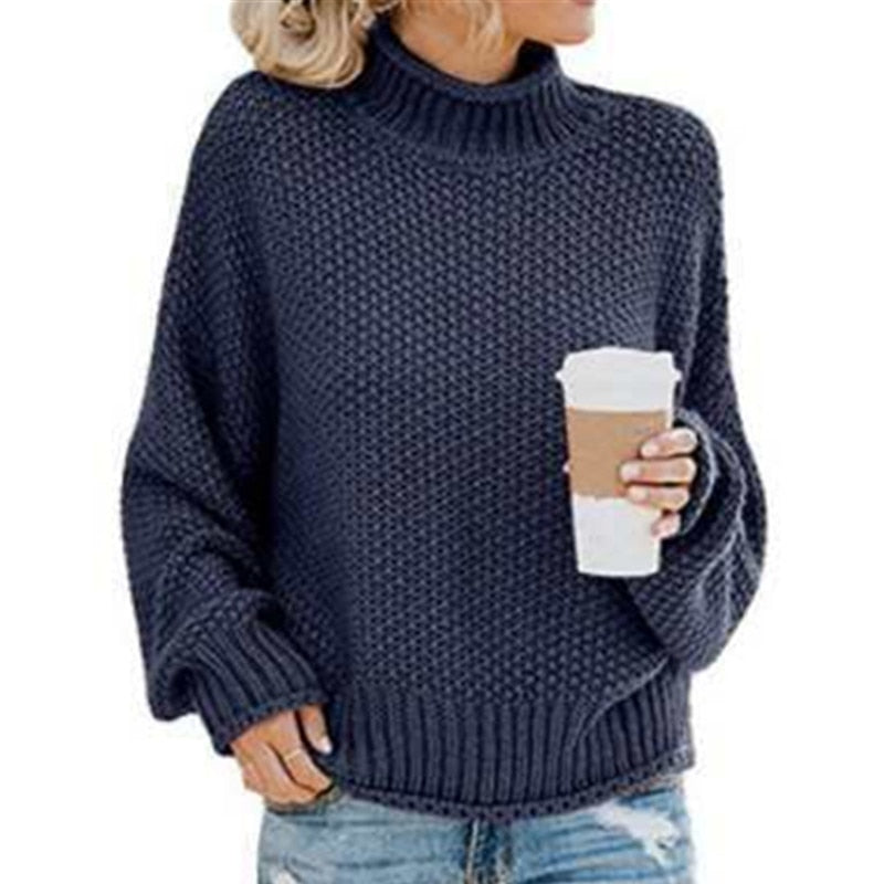 Eda - Exclusive Knitted Jumper With Stylish Roll Neck For True Cosy Comfort