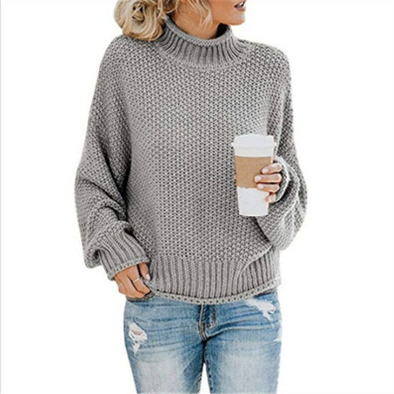 Eda - Exclusive Knitted Jumper With Stylish Roll Neck For True Cosy Comfort